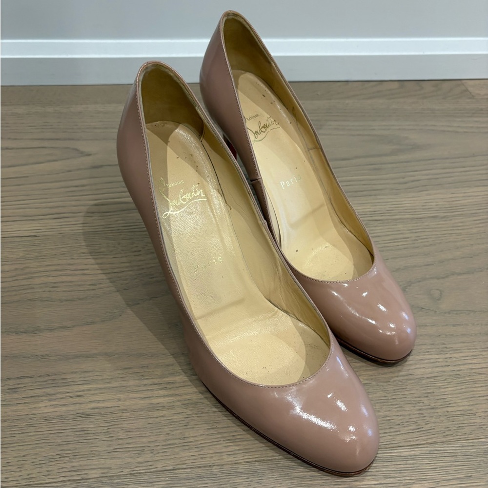Christian Louboutin 85mm Nude Patent Leather Pumps 39.5 Summer - Picture 12 of 13